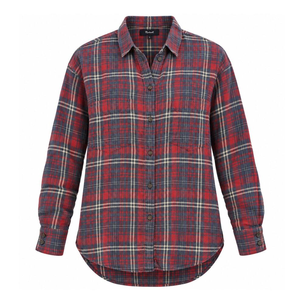 Madewell Plaid Flannel Shirt Small Cotton Button Front Indie Gorp Grunge